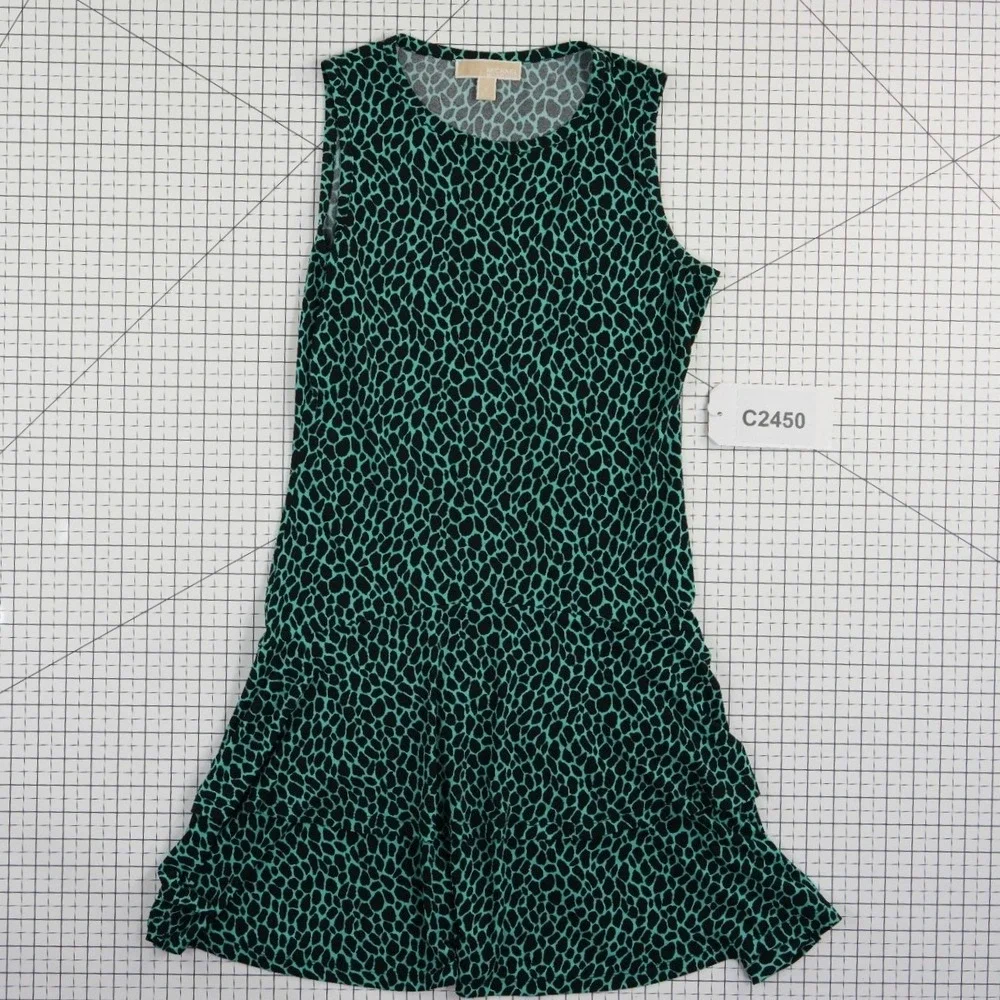 Michael Kors Dress Women's Size Medium Teal Green Black Giraffe Animal‎ Print